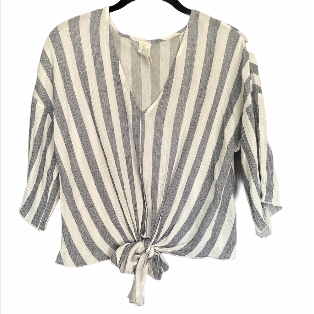 Blue and White Striped Top